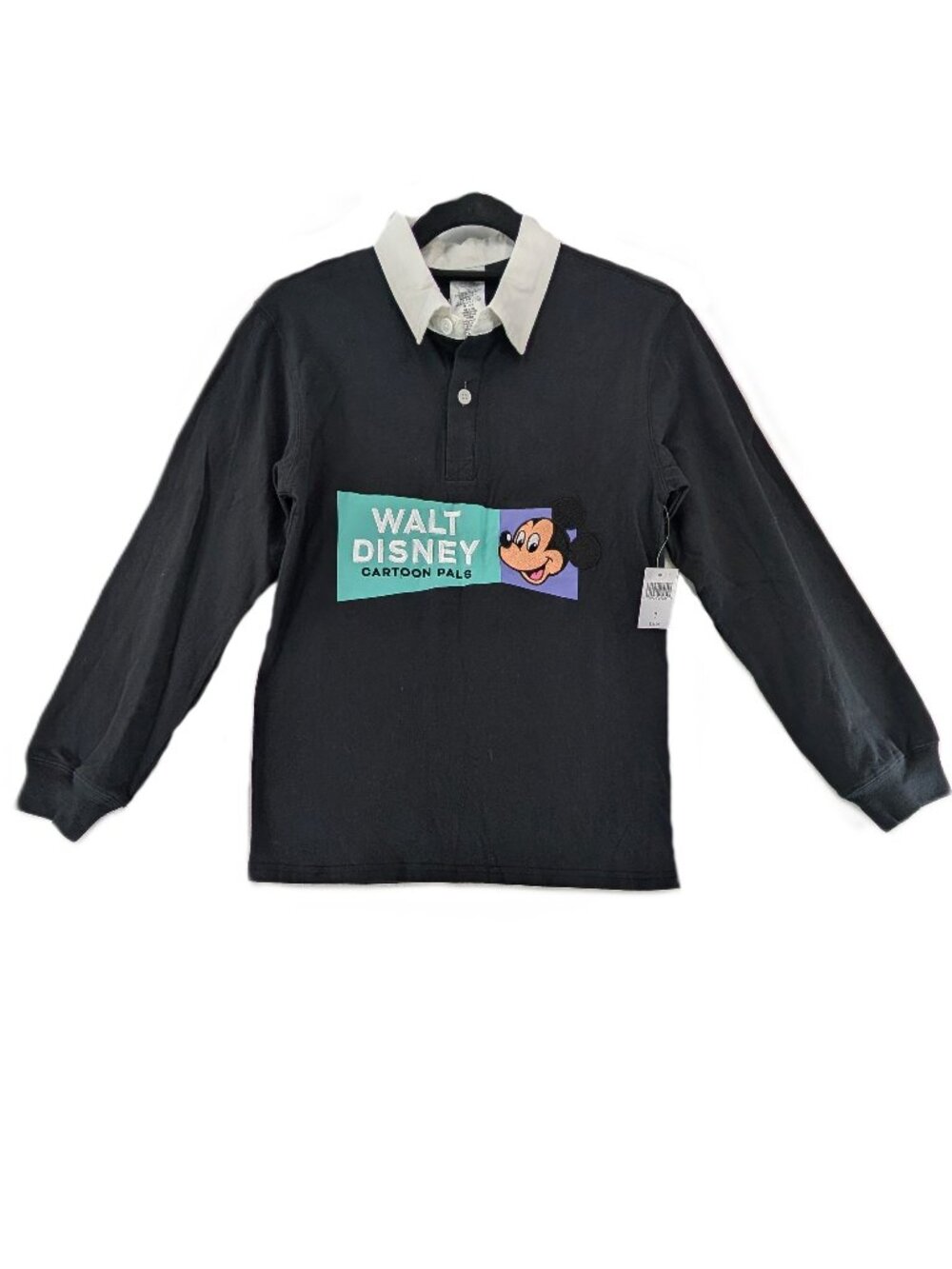 Walt Disney Cartoon Pals Shirt Mickey Mouse Rugby Kids Sz 13 Embroidery Long Slv